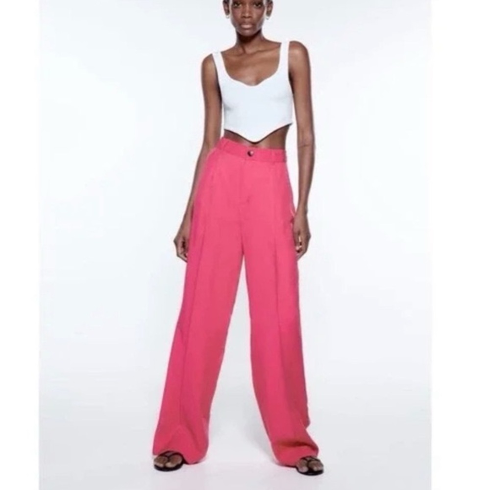 Zara Vibrant Pink Wide-Leg Pants